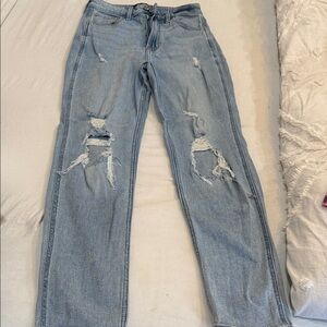 Hollister Light Blue High Rise Distressed Jeans